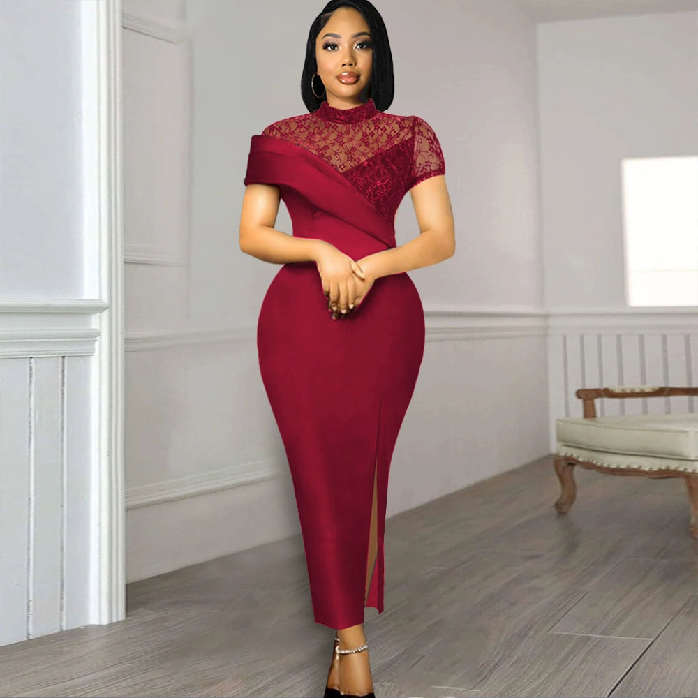 European and American-Style Large-Size Vintage Lace Dress European and American-Style Large-Size Vintage Lace Dress
