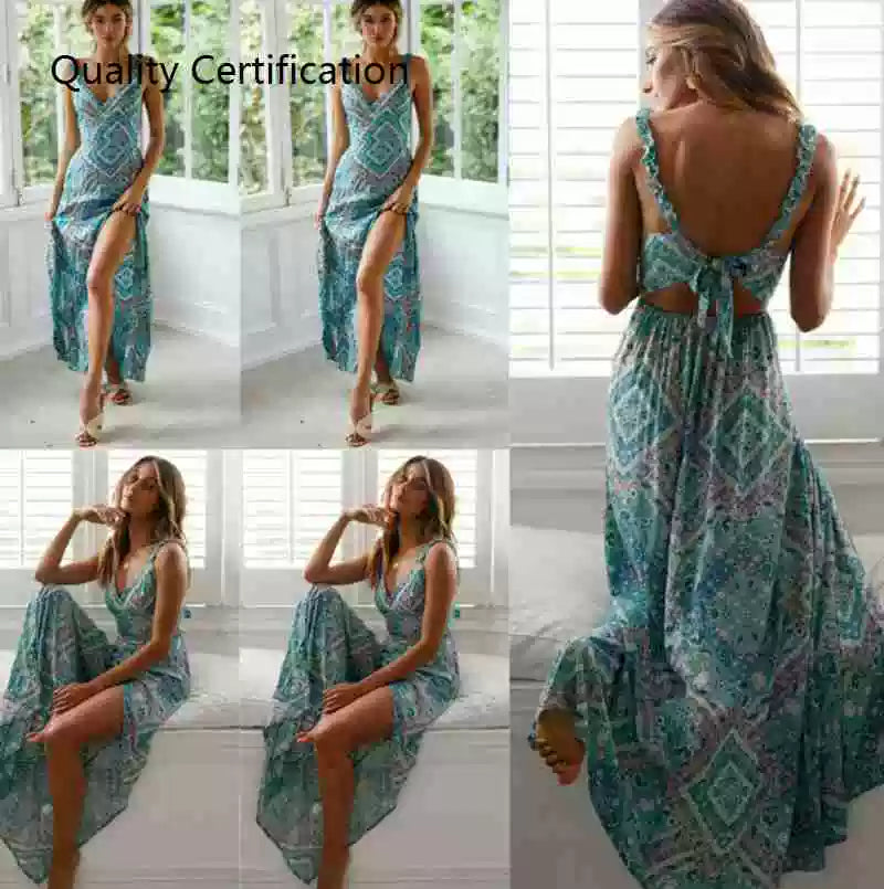 Floral Short Sleeve Long Maxi Dress Party Beach Sundress