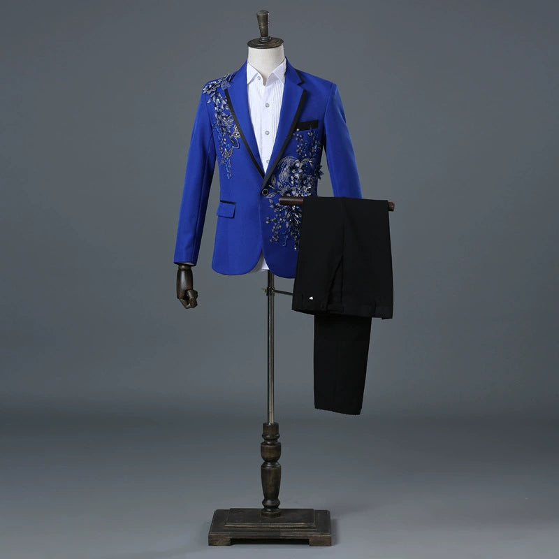 British Style Court Dress Sequined Diamonds Embroidered Suit Suit Men's Designer Studio Wedding Suit Costume