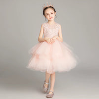 Princess Dress Girls Tulle Tutu Little Girls Western Style Flower Girl Wedding Dress Host Performance Wear Children's Catwalk Dress