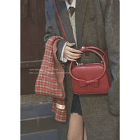 Women's Red Fashion Bowknot Shoulder Small Square Bag