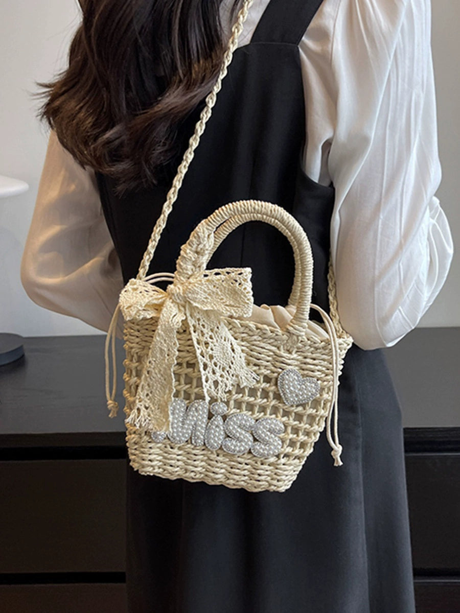 Women's Bag Vacation Style Lace Satchel Straw Woven Bag