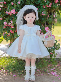 Children's Summer White Puffy Wedding Dress Lolita Flower Wedding Baby Girl Birthday Dress Flower Girl Wedding Dress