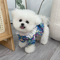 MIJIA Pet Clothes Spring/Summer New Arrival Jardin Monet Bows Floral Skirt Teddy Bichon Dog Cat Outwear