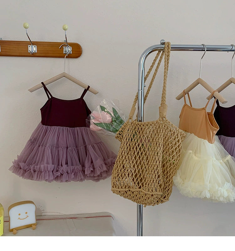 Korean Style Girl Dress Summer Dress Pettiskirt 2024 New Arrival Girl Princess Dress Fashion Baby Performance Dance Skirt