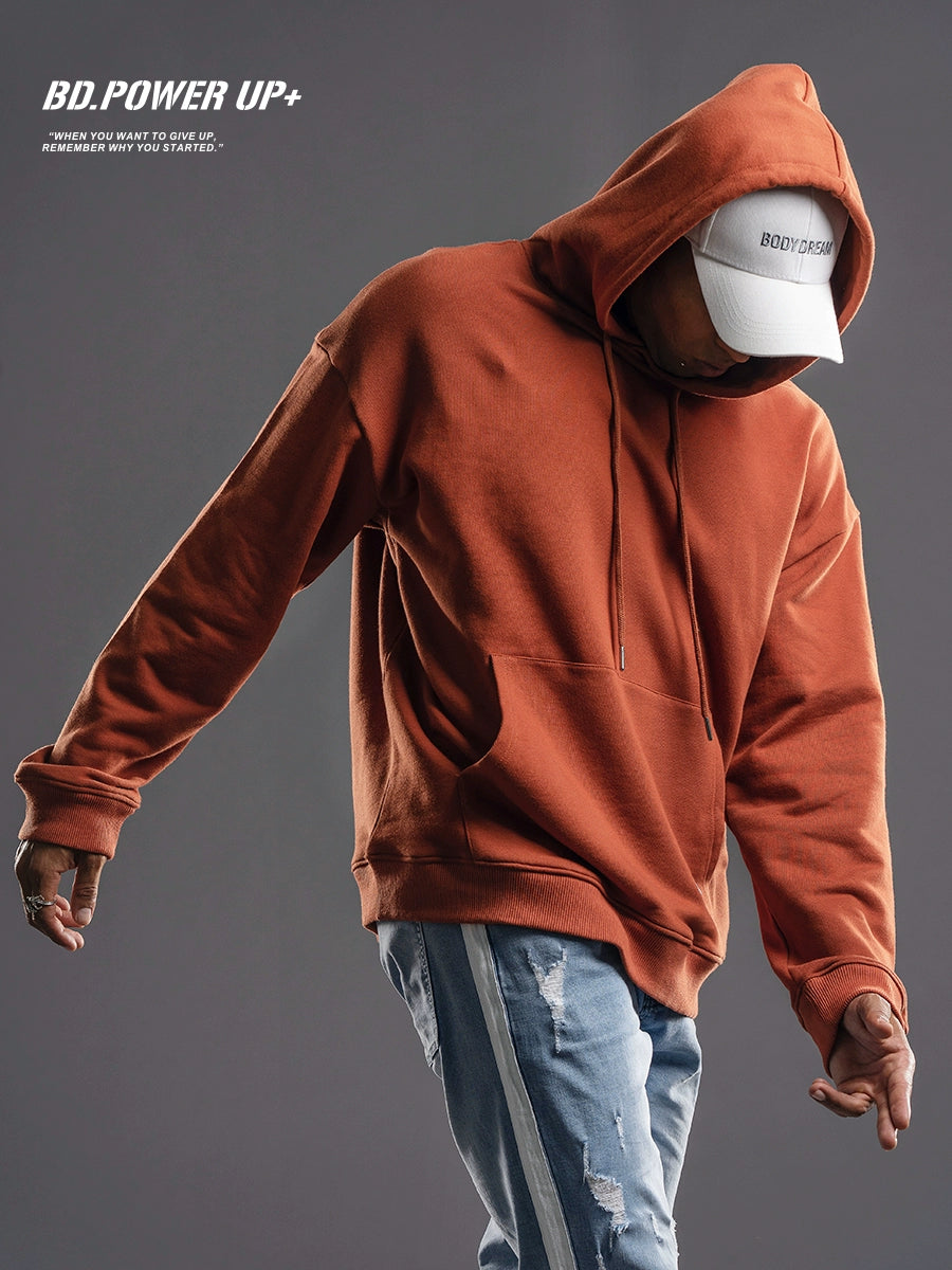 Bodybuilding Hooded Loose Shoulder Base All-Matching Men's Sweatshirt