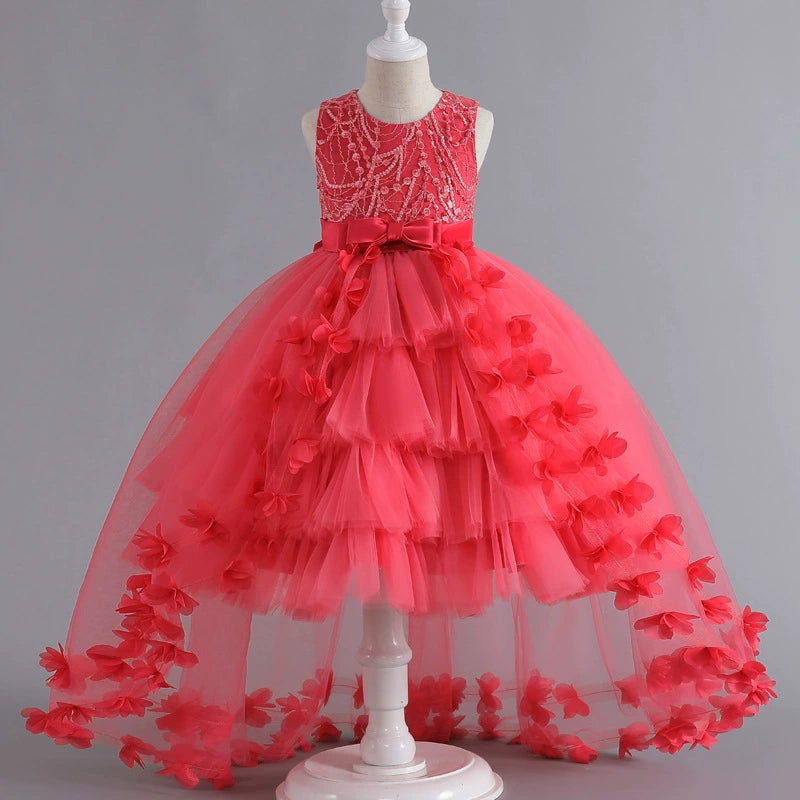 Girls' Trailing Dress Formal Dress Evening Dress Sleeveless Princess Dress Pettiskirt Cake Dress Party Dress Performance Dress