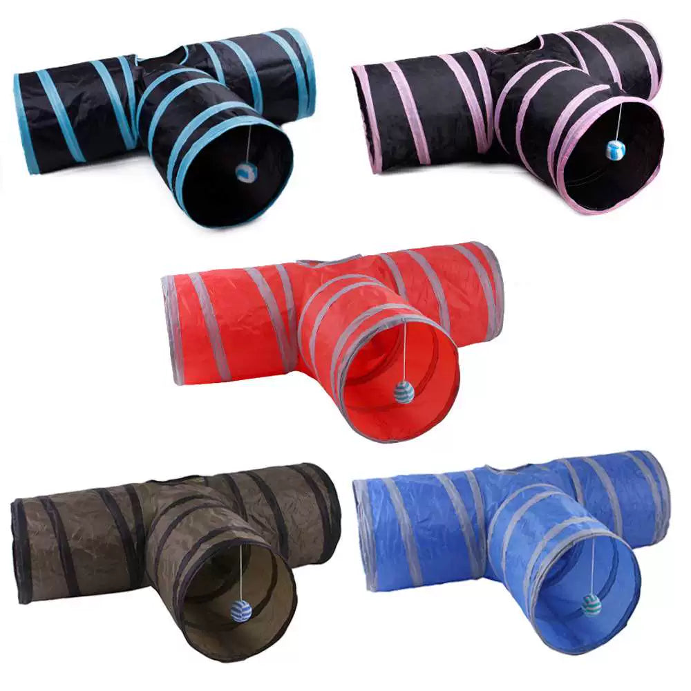 Pet Supplies Cat Ringing Paper Three-Way Tunnel Zhiyi Cat Toy Drill Barrel Foldable Cat Tunnel