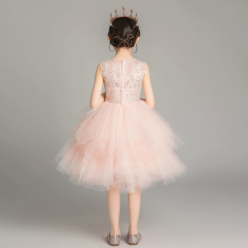 Princess Dress Girls Tulle Tutu Little Girls Western Style Flower Girl Wedding Dress Host Performance Wear Children's Catwalk Dress