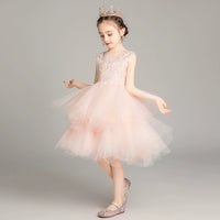 Princess Dress Girls Tulle Tutu Little Girls Western Style Flower Girl Wedding Dress Host Performance Wear Children's Catwalk Dress