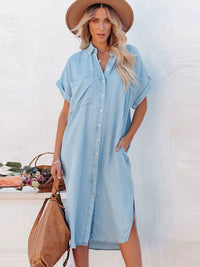 Fashion Loose Long One-Piece Summer Short-Sleeved Shirt Dress