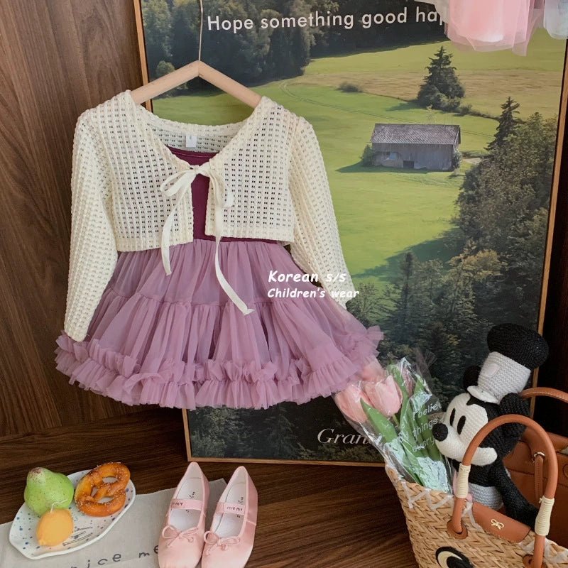 Korean Style Girl Dress Summer Dress Pettiskirt 2024 New Arrival Girl Princess Dress Fashion Baby Performance Dance Skirt
