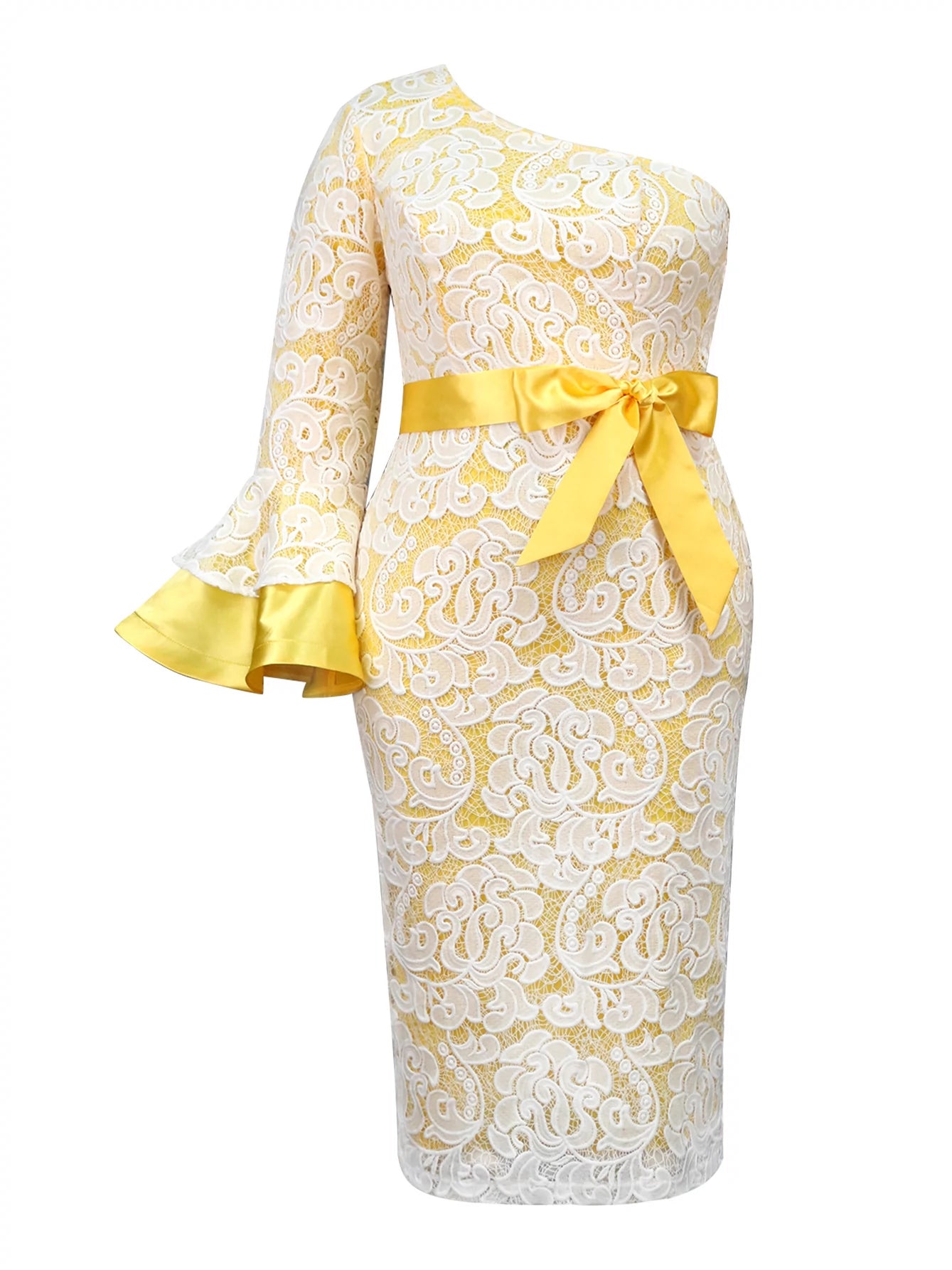 Fashion Plus Size Chubby Girl Elegance One-Shoulder Sleeve Lace High W Mega Mart Center Fashion Plus Size Chubby Girl Elegance One-Shoulder Sleeve Lace High W Mega Mart Center