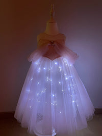 Luminous Princess Dress Girl Summer Aisha Dress Blue Birthday Pink Gauze Dress 61 Flower Girl Dress