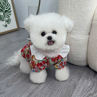 MIJIA Pet Clothes Spring/Summer New Arrival Jardin Monet Bows Floral Skirt Teddy Bichon Dog Cat Outwear