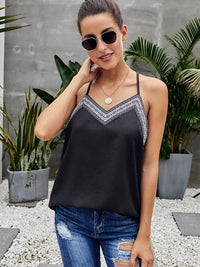 2024 Summer Retro V-neck Spaghetti Straps Sleeveless T-shirt Vest