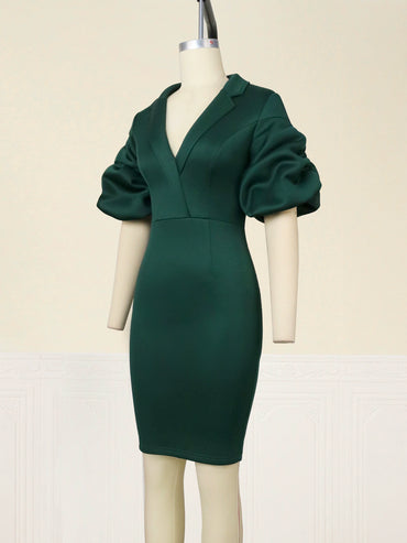 European and American-Style Large-Size Green Collar Sexy Hip Skirt