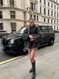 Miu Double Waist Stylish Niche Style Solid Color Skirt