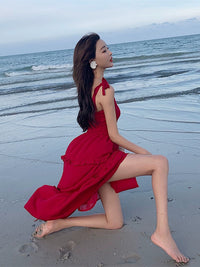 Thailand Sanya Red Photo Strap Dress