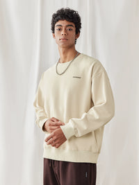Autumn Solid Color with Padded Lining Simple Print round Neck Men's Pullover