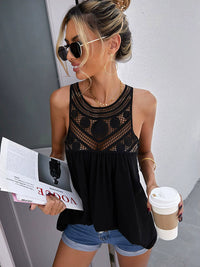 2024 Fashion Outwear Thin Vest Women's Summer New Arrival Loose Lace Lace Sleeveless Pullover Base T-shirt Women