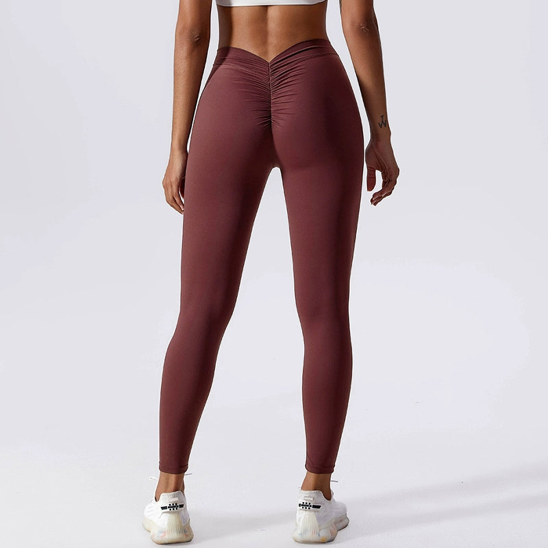 Fashion Brushed Hip-Lifting and Pleated Outdoor Quick-Drying Yoga Pants