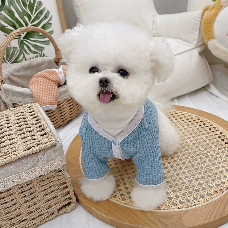 MIJIA Pet Clothes Fall and Winter New Arrival Candy Color Waffle Cardigan Teddy Bichon Dog Cat Heattech Outwear