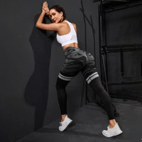 Striped Camo Leggings Women Seamless Knit Tights High Waist Hip Liftting Workout Running Fashion Slim Yoga Fitness Yoga Pants