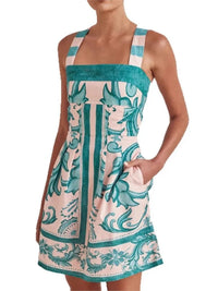 Women Summer Sexy Printed A-line Mini Dress Fashion Casual Blackless Sleeveless High Waist Off Shoulder Vestidos Party Dresses
