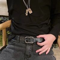 Belt for Men Students Simple Jeans Belt Personality Belt Outdoor Leisure Belt The Length is 100CM Cintura Jeans (Black,100cm/39.