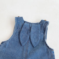 Autumn and winter baby denim overalls with rabbit ears, cute long pants and one-piece pants