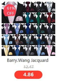 Barry.Wang Gold Silk Mens Tie Hanky Cufflinks Set Yellow Beige Orange Luxury Jacquard Necktie For Male Wedding Business Party