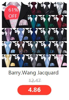 Barry.Wang Gold Silk Mens Tie Hanky Cufflinks Set Yellow Beige Orange Luxury Jacquard Necktie For Male Wedding Business Party