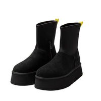Brown Shoes for Women Black Round Toe Chunky Sock Suede Womens Snow Boots Platform Boot Female Gothic Sale Chic and Elegant Hot