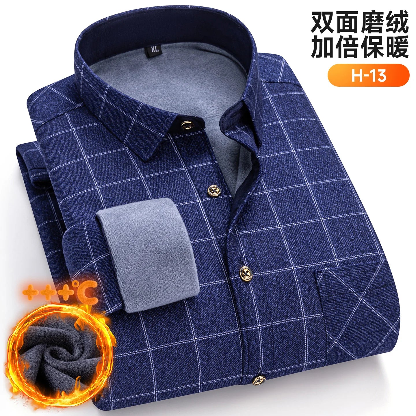 Winter Warm Men's Plaid Shirts Thickened Flannel Casual Menswear Long Sleeve Plus Size Office Workwear Casual Male Check Shirts