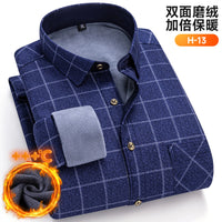 Winter Warm Men's Plaid Shirts Thickened Flannel Casual Menswear Long Sleeve Plus Size Office Workwear Casual Male Check Shirts