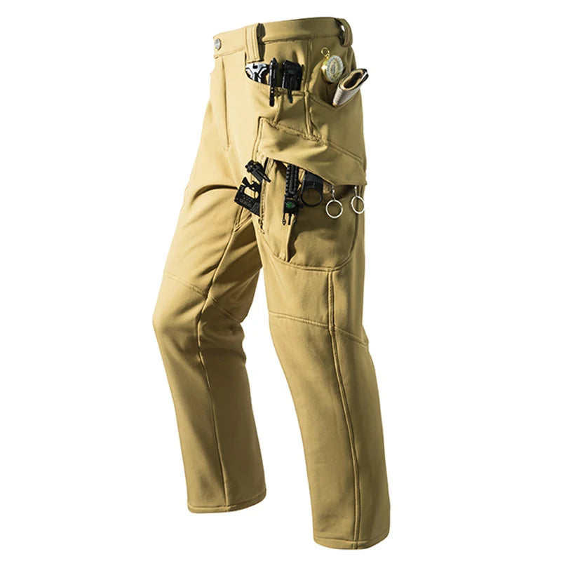 Men's City Cargo Autumn Winter Fleece Softshell Hiking Pants Fishing Climbing Trekking Casual Hunting Camping Trousers M-5XL