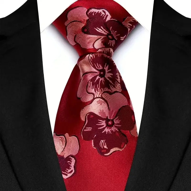 Luxury 8CM Mens Necktie Floral Paisley Classic Ties For Man Groom Jacquard Woven Neck Tie Business Wedding Party