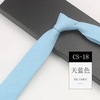 Classic 6cm Solid Navy Brown Neckties For Men Narrow Soft Cotton Neck Ties Casual White Tie Club Party Shirt Accessories Cravat