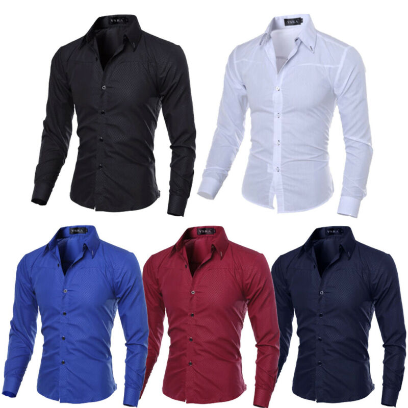 Men's Luxury Casual Formal Shirt Long Sleeve Slim Fit Male Short Long Sleeve Shirt
