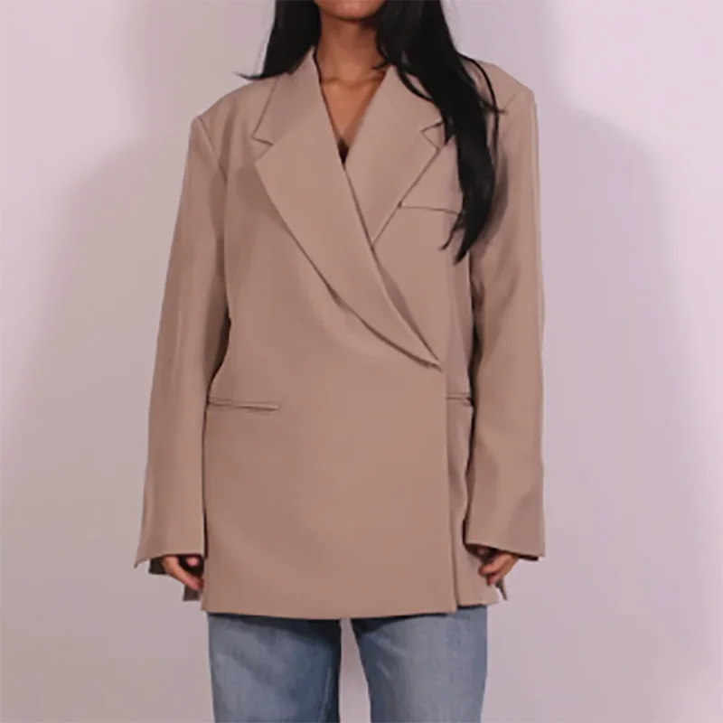 Ladies Loose Blazer Suit Solid Casual Turn Down Collar One Button Coat High Waist Shorts 2025 Summer Autumn Formal New Outfits