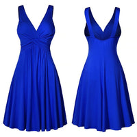Dresses oversized V-neck Retro Vestidos Pleated Slim Flare Skirt Dresse A-line Solid Color Sling Vintage Cocktail Party Dress