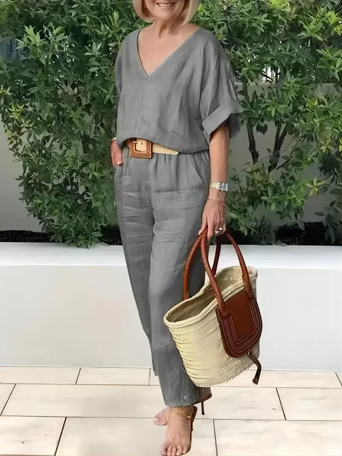2024 Women's Fashion Casual Summer Multi-Color V-Neck Loose Cotton And Linen Suit New In Matching Sets For Women 2 Pieces