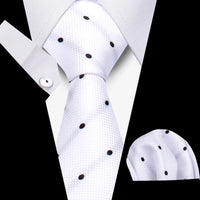 Tie Men Business Necktie Set Classic Plaid Cufflinks Handkerchief For Suit Wedding High Quality 3pcs Ties Sets Formal Gravata