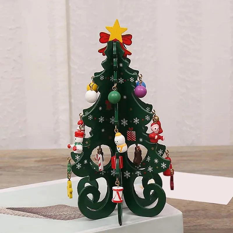 2023 Christmas Tree Children's Handmade DIY Stereo Wooden Christmas Tree Scene Layout Christmas Decorations Ornaments Hot