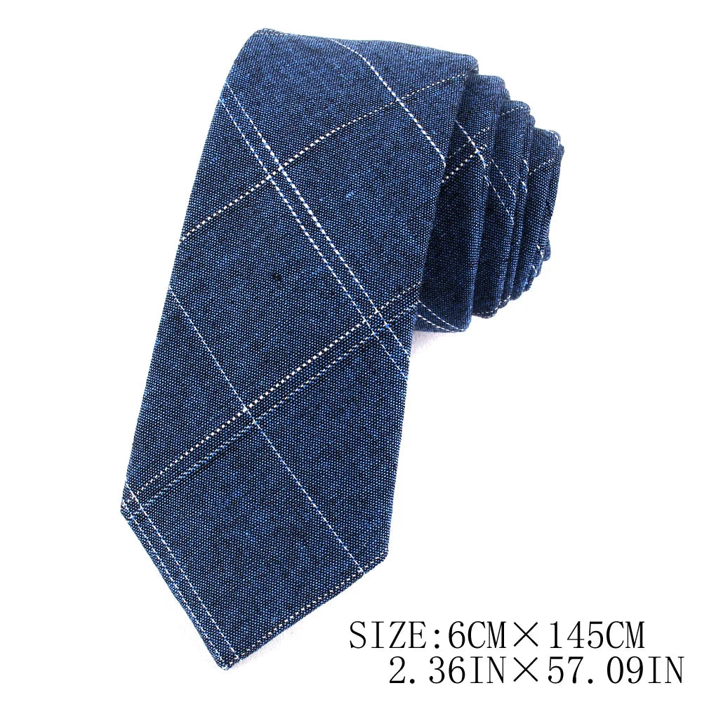 Cotton Skinny Tie For Men Women Casual Plaid Neck Tie For Party Business Wedding Neckties Adult Suit Slim Neck Ties For Gifts