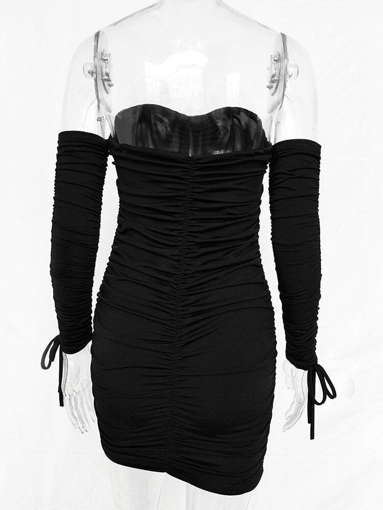 Sexy Women Autumn Winter Bandage Dress Women 2022 Sexy Off Shoulder Long Sleeve Slim Dress