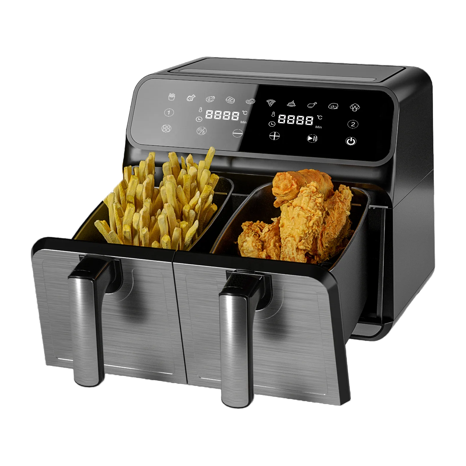New 8L 9L Dual Basket Air Fryer with Two Cooking Zones Separate control Air  fryer Oven