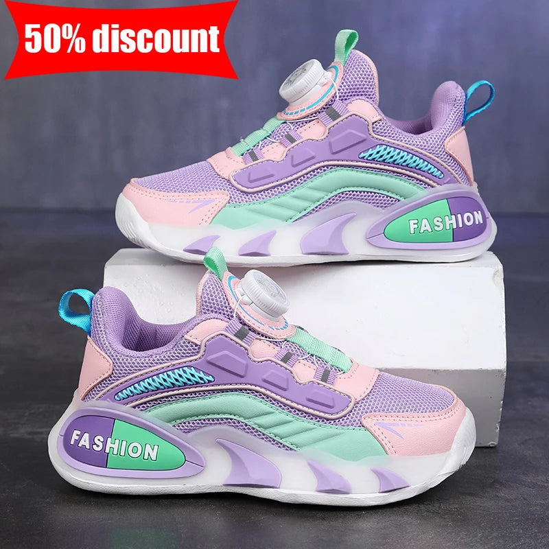 Childrens Sports Shoes 2026 New Mesh Rebound Daily Casual Walking Shoes Comfortable Anti Slip Flat Bottom Girls Jogging Shoes