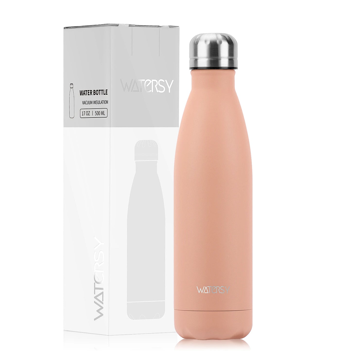 WATERSY 500ml Insulated Water Bottle, Stainless Steel Thermal Leakproof Flask, BPA-Free Double Walled Vacuum Bottle for Sports